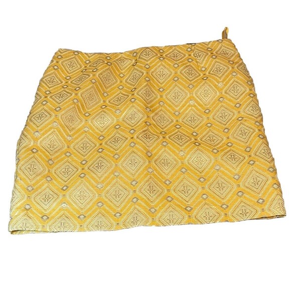 Amanda Chelsea Womens SZ 14 A-Line Skirt NWT Yellow Chevron Brocade Career Zips - Picture 1 of 11